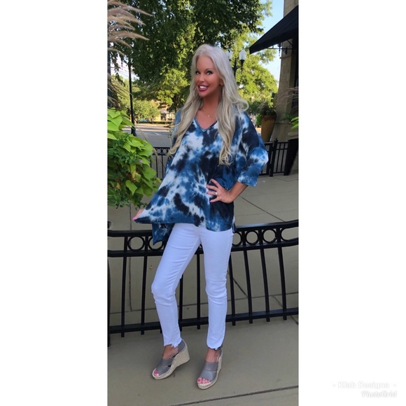 ❤️LAST 1! Navy Tie Dye Dolman Top! - Picture 8 of 9